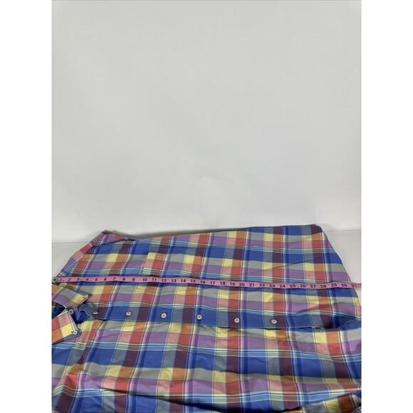 Alan Flusser Multicolor Plaid Long Sleeve Colorful Button Up Size XL 100% Cotton - Picture 5 of 7